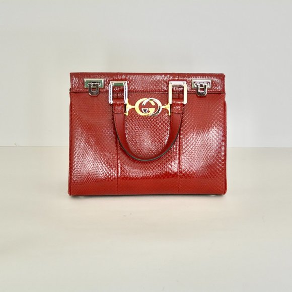 NWT GUCCI GG ZUMI TOP HANDLE PYTHON SATCHEL BAG - Picture 10 of 14